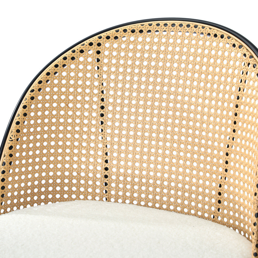 Oikiture 2x Bar Stools Kitchen Counter Stool Rattan Boucle Fabric-Bar Stool-PEROZ Accessories