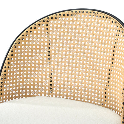 Oikiture 2x Bar Stools Kitchen Counter Stool Rattan Boucle Fabric-Bar Stool-PEROZ Accessories