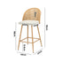 Oikiture 2x Bar Stools Rattan Dining Chair Natural Boucle White-Bar Stool-PEROZ Accessories