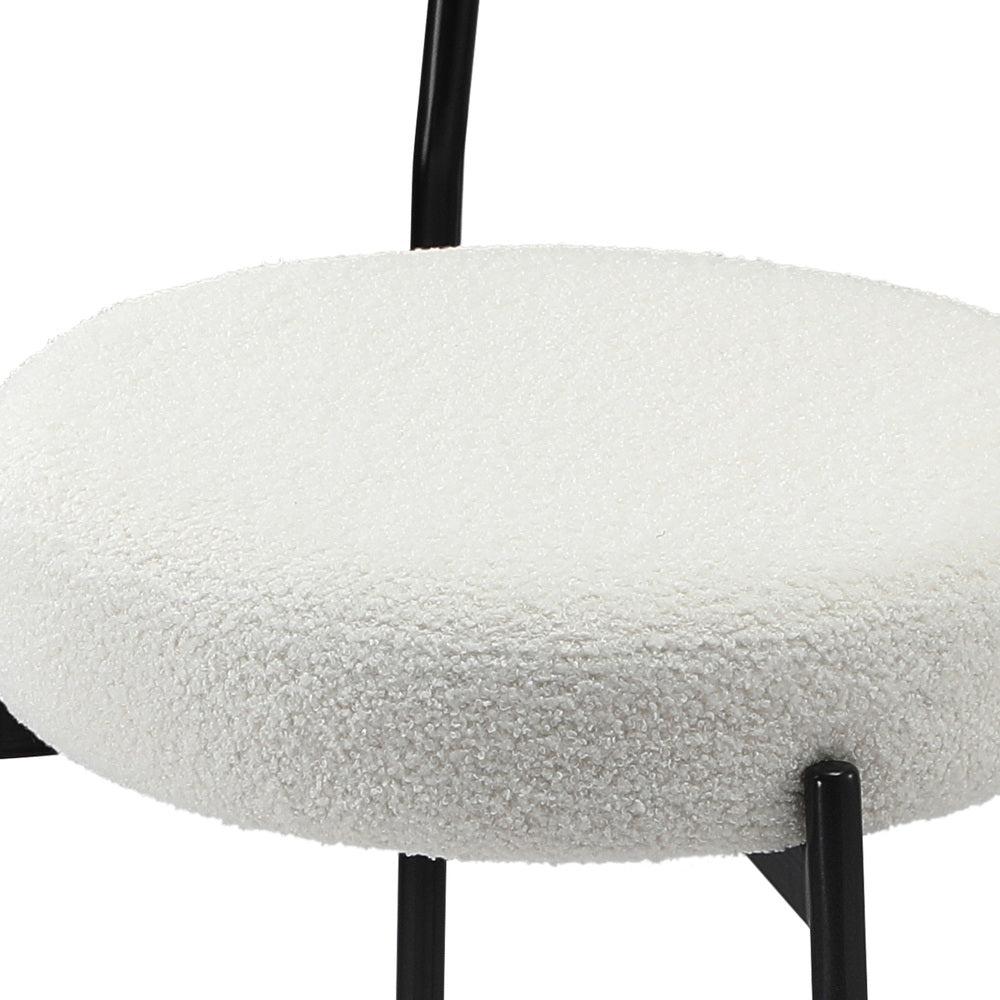 Oikiture 2x Bar Stools Kitchen Dining Stool Boucle Fabric White-Bar Stool-PEROZ Accessories