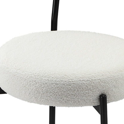 Oikiture 2x Bar Stools Kitchen Dining Stool Boucle Fabric White-Bar Stool-PEROZ Accessories