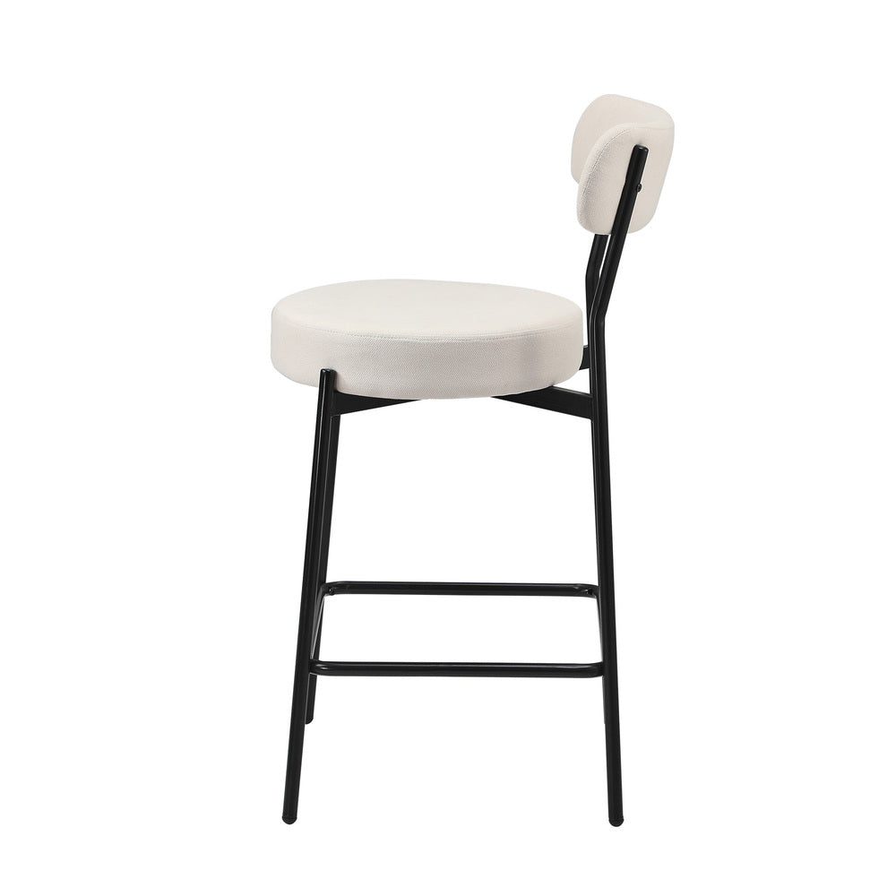 Oikiture 4x Bar Stools Polyester Linen Fabric Beige-Bar Stool-PEROZ Accessories
