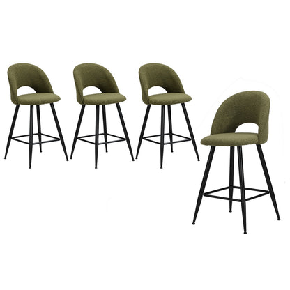 Oikiture 4x Bar Stools Kitchen Counter Stool Boucle Green HORN-Bar Stool-PEROZ Accessories