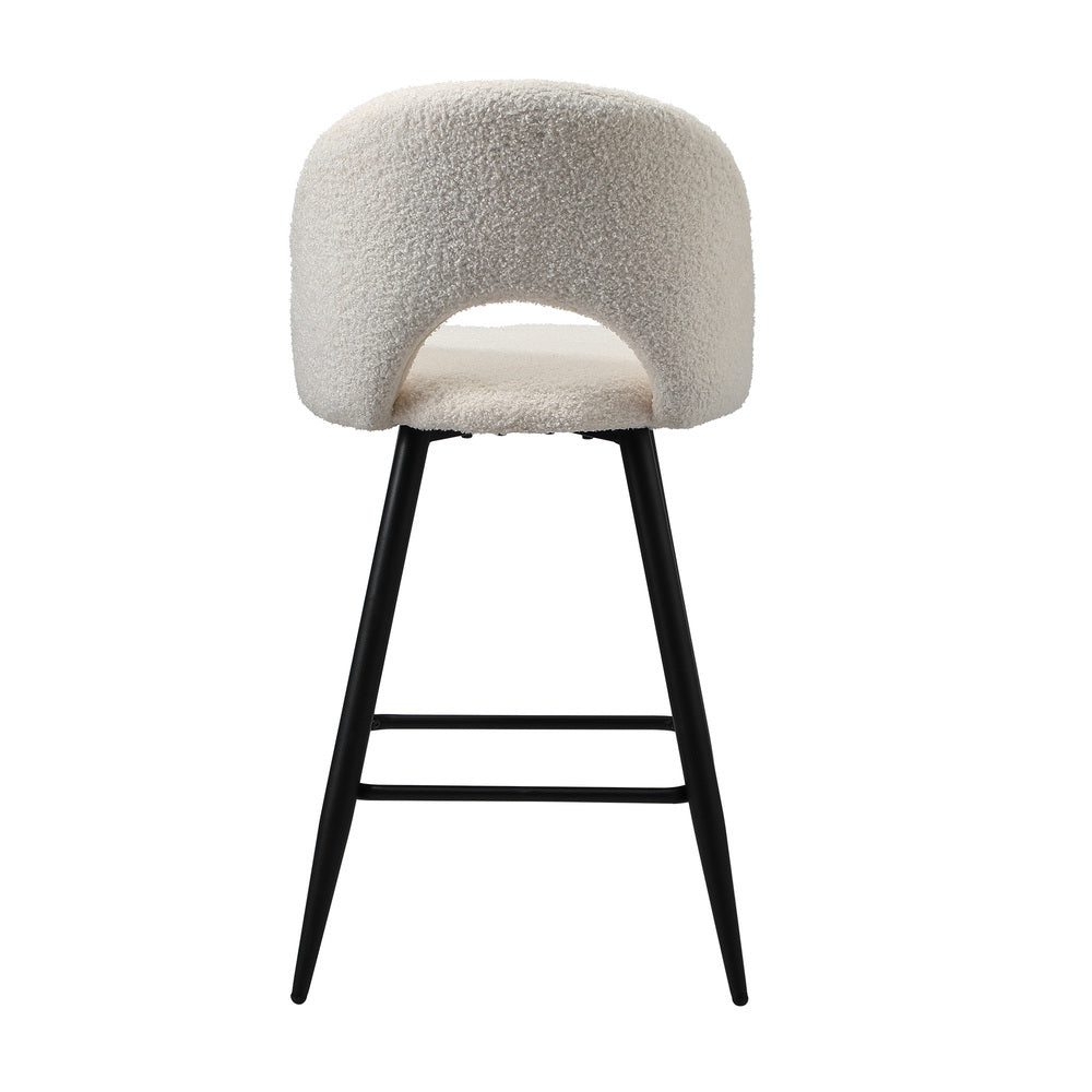Oikiture 2x Bar Stools Kitchen Counter Stool Boucle White HORN-Bar Stool-PEROZ Accessories