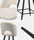 Oikiture 2x Bar Stools Kitchen Counter Stool Boucle White HORN-Bar Stool-PEROZ Accessories