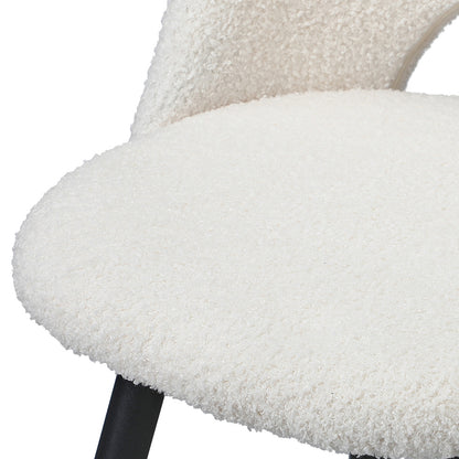 Oikiture 4x Bar Stools Kitchen Counter Stool Boucle White HORN-Bar Stool-PEROZ Accessories
