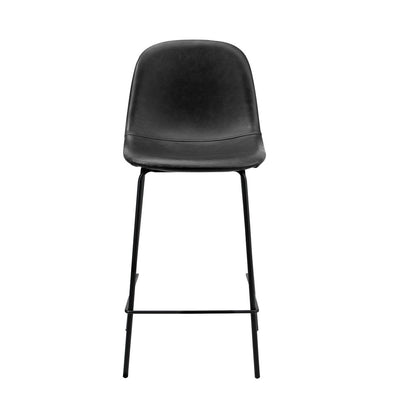 Oikiture 2x Bar Stools Kitchen Dining Chair PU Leather Black-Bar Stool-PEROZ Accessories
