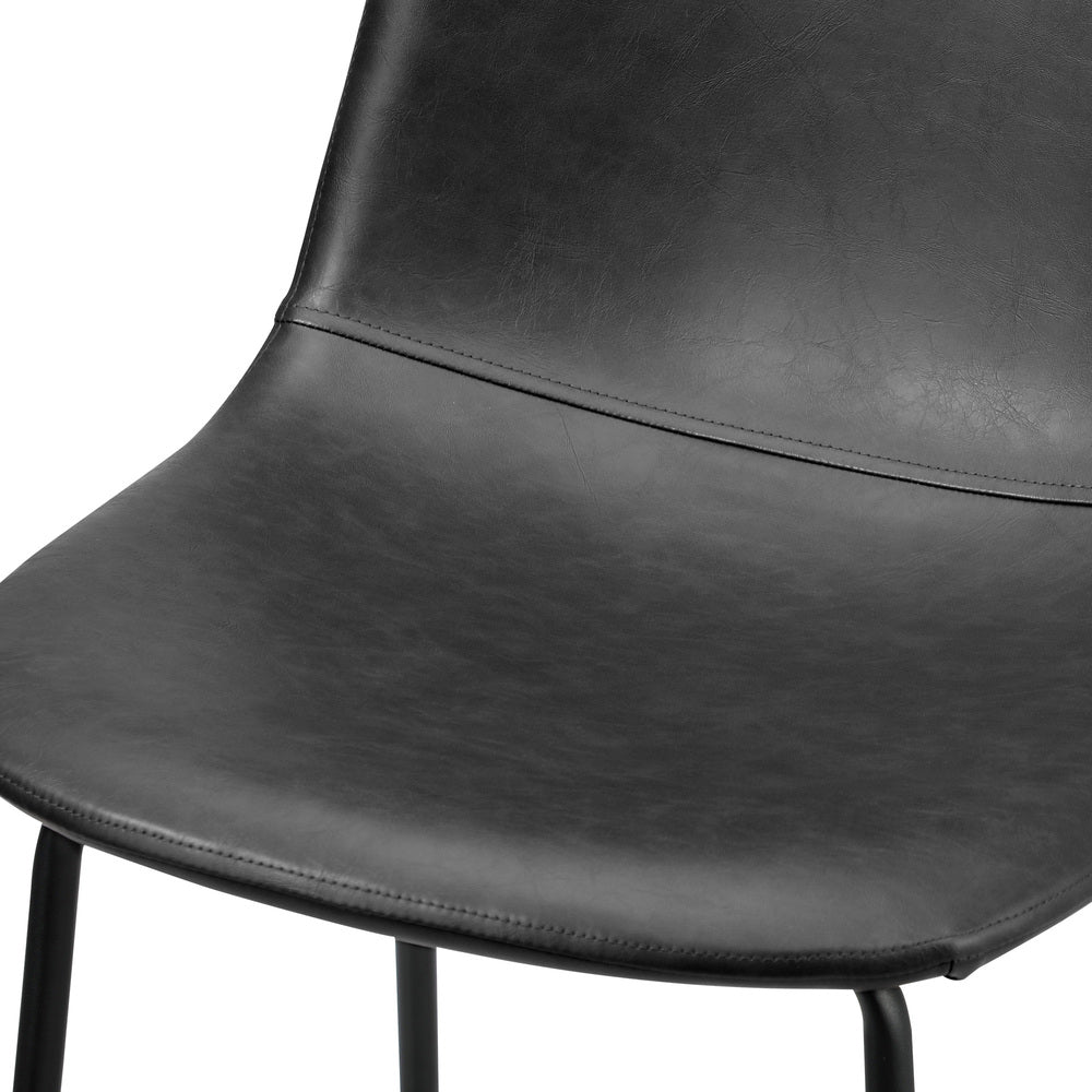 Oikiture 2x Bar Stools Kitchen Dining Chair PU Leather Black-Bar Stool-PEROZ Accessories