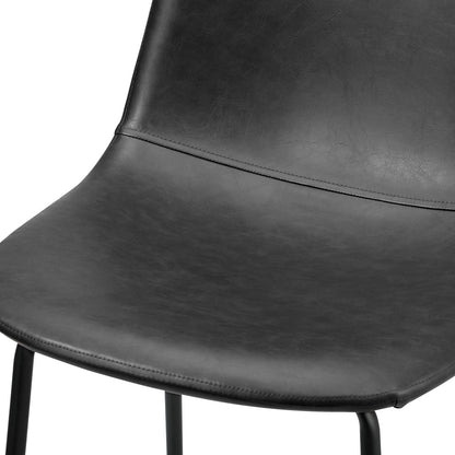 Oikiture 2x Bar Stools Kitchen Dining Chair PU Leather Black-Bar Stool-PEROZ Accessories