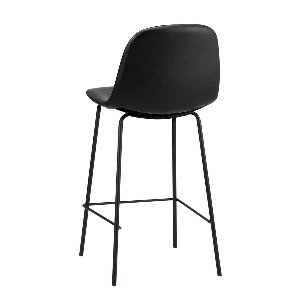 Oikiture 4x Bar Stools Kitchen Dining Chair PU Leather Black