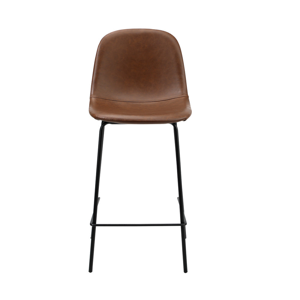 Oikiture 2x Bar Stools Kitchen Dining Chair PU Leather Brown-Bar Stool-PEROZ Accessories