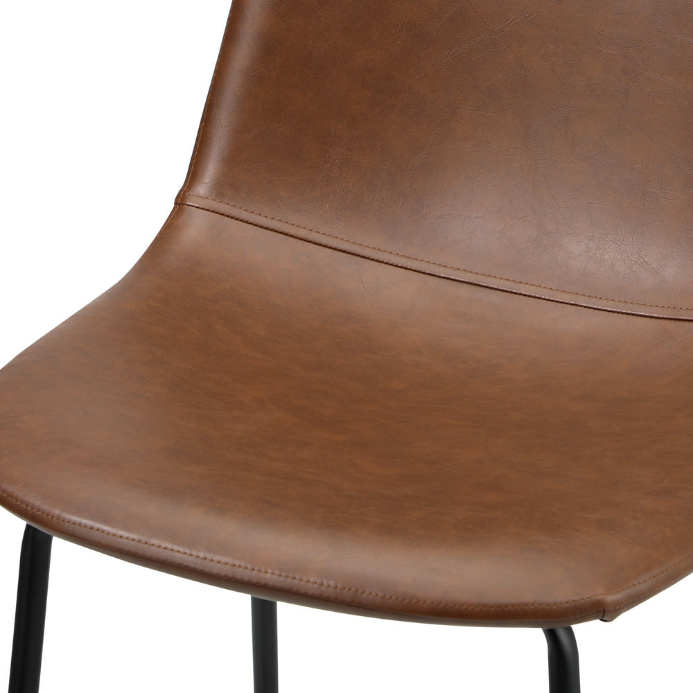 Oikiture 4x Bar Stools Kitchen Dining Chair PU Leather Brown-Bar Stool-PEROZ Accessories