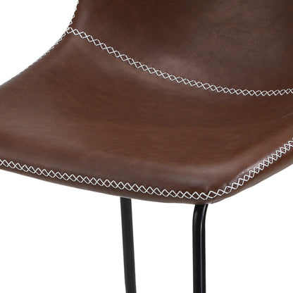 Oikiture 2x Bar Stools Leather Padded Stool Brown-Bar Stool-PEROZ Accessories