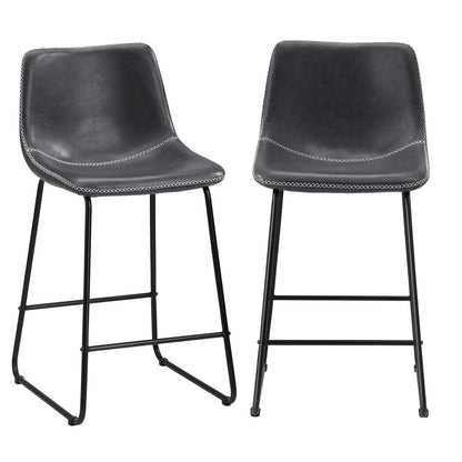 Oikiture 2x Bar Stools Steel Stool Modern Grey-Bar Stool-PEROZ Accessories