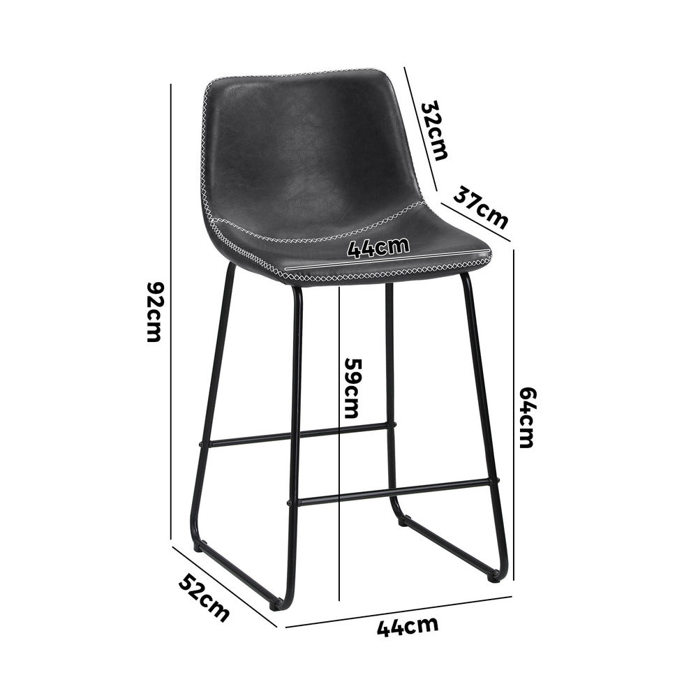 Oikiture 2x Bar Stools Steel Stool Modern Grey-Bar Stool-PEROZ Accessories