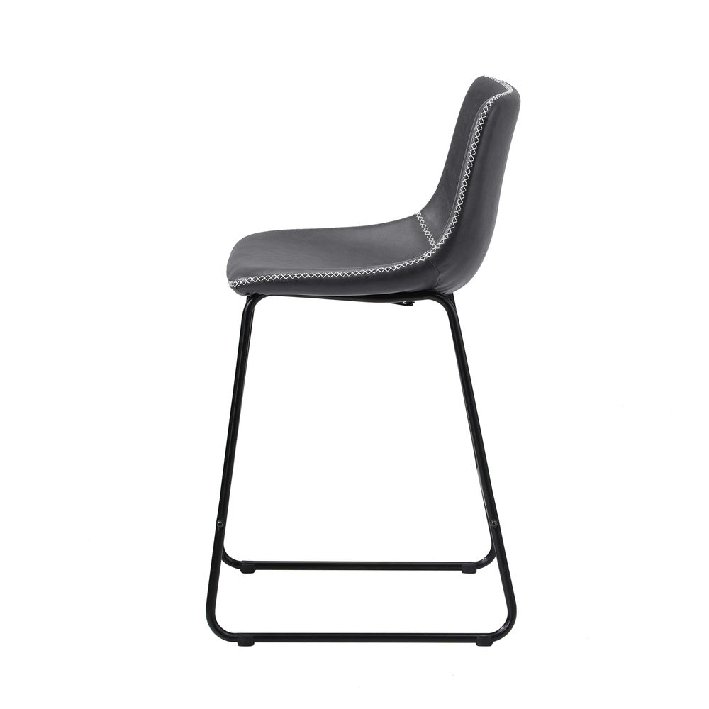 Oikiture 2x Bar Stools Steel Stool Modern Grey-Bar Stool-PEROZ Accessories