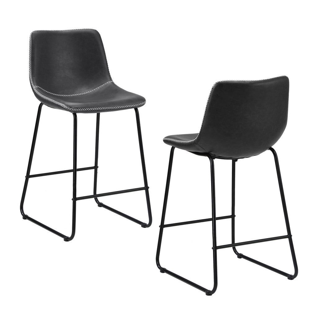 Oikiture 2x Bar Stools Steel Stool Modern Grey-Bar Stool-PEROZ Accessories