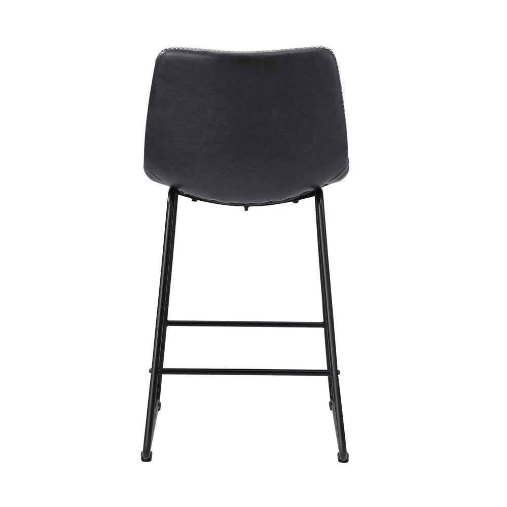 Oikiture 4x Bar Stools Kitchen Stool Metal Leather Grey-Bar Stool-PEROZ Accessories