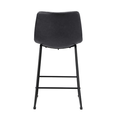 Oikiture 4x Bar Stools Kitchen Stool Metal Leather Grey-Bar Stool-PEROZ Accessories