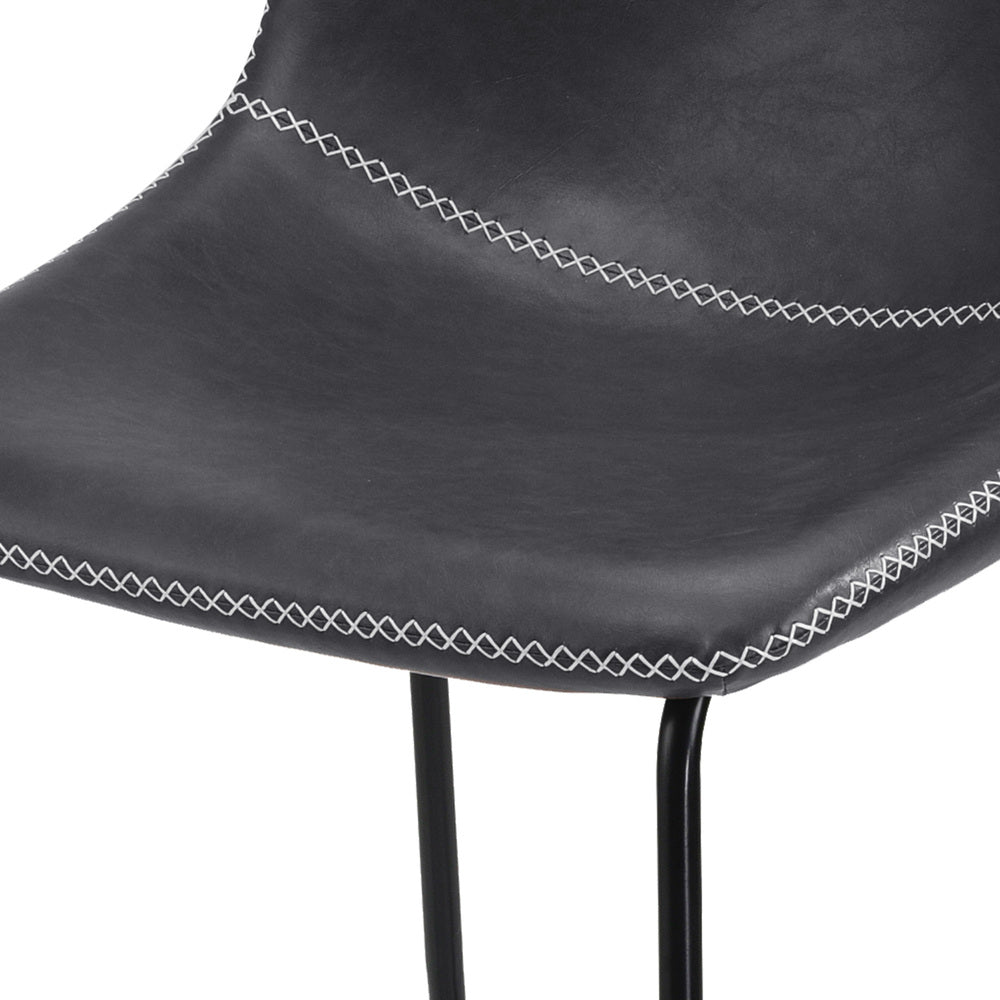 Oikiture 4x Bar Stools Kitchen Stool Metal Leather Grey-Bar Stool-PEROZ Accessories