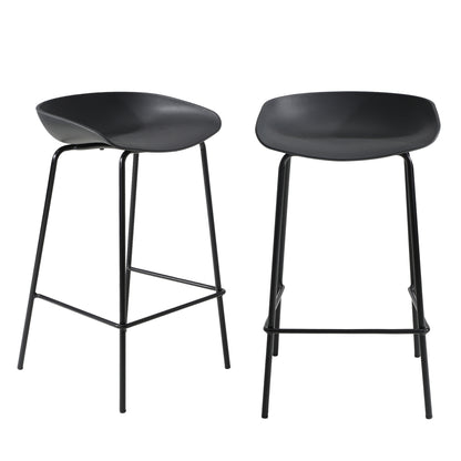 Oikiture 2x Kitchen Bar Stools Dinning Chairs Metal Black-Bar Stools-PEROZ Accessories