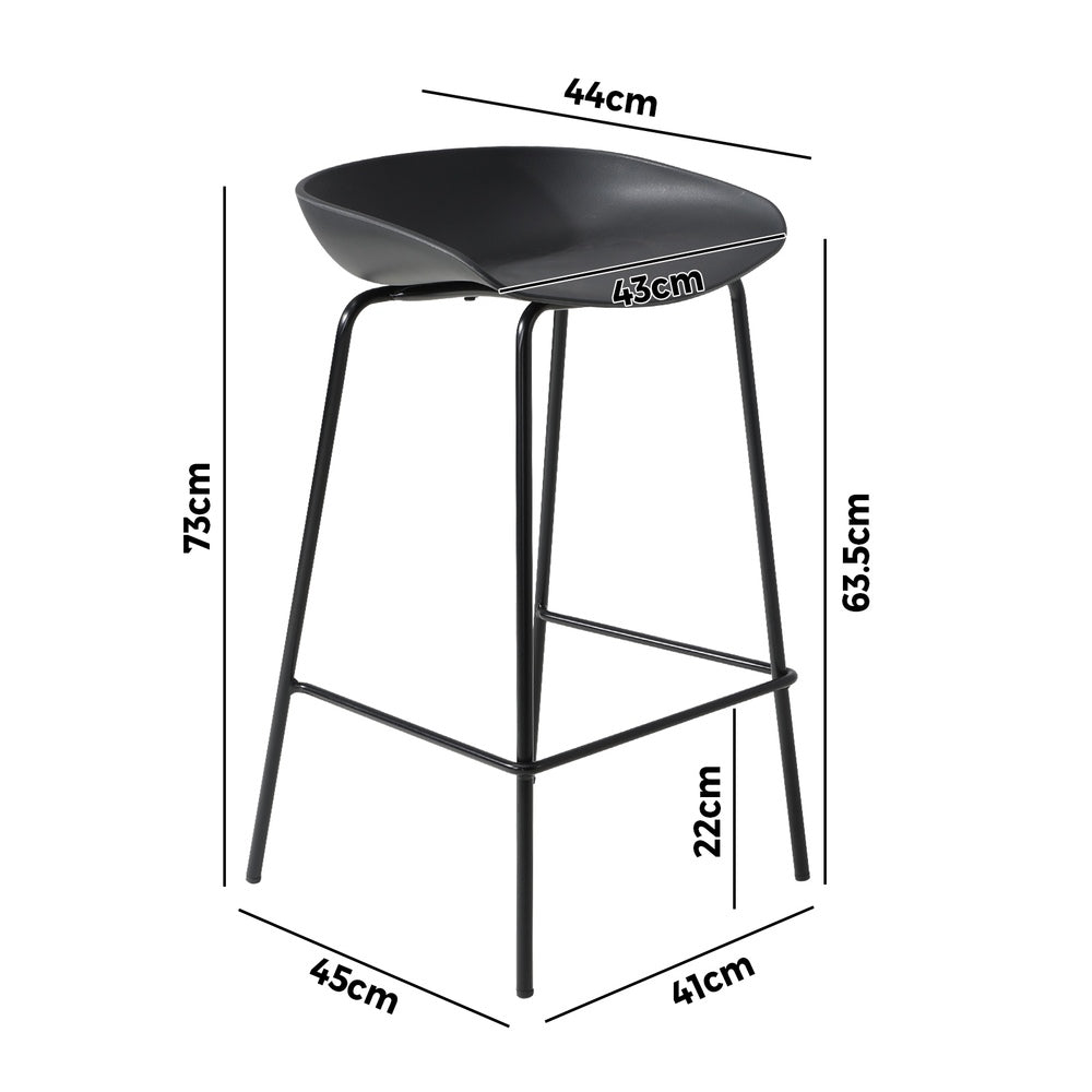Oikiture 2x Kitchen Bar Stools Dinning Chairs Metal Black-Bar Stools-PEROZ Accessories
