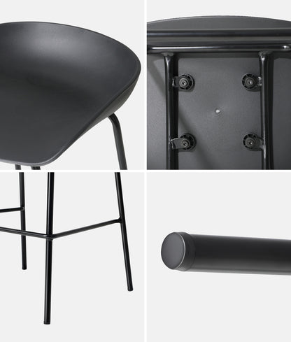 Oikiture 2x Kitchen Bar Stools Dinning Chairs Metal Black-Bar Stools-PEROZ Accessories