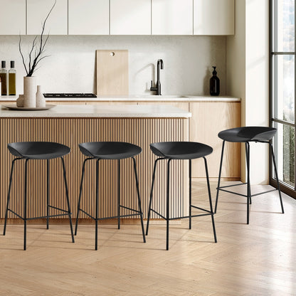 Oikiture Set of 4 Kitchen Bar Stools Metal Black-Bar Stools-PEROZ Accessories