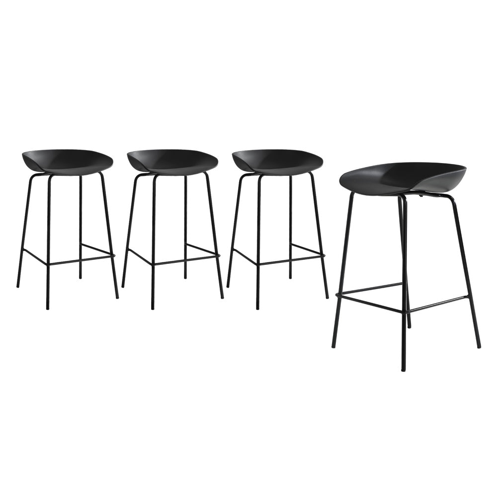 Oikiture Set of 4 Kitchen Bar Stools Metal Black-Bar Stools-PEROZ Accessories