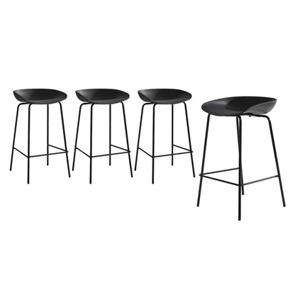 Oikiture Set of 4 Kitchen Bar Stools Metal Black-Bar Stools-PEROZ Accessories