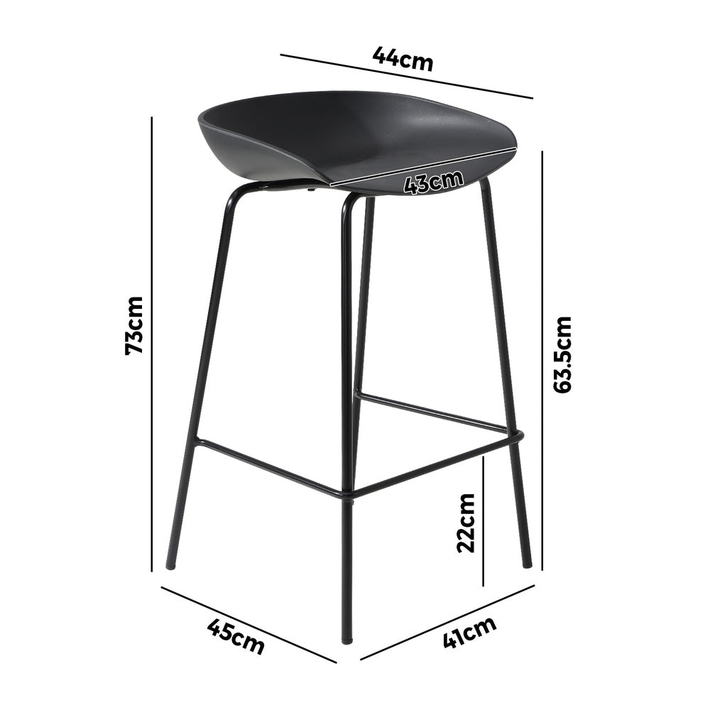 Oikiture Set of 4 Kitchen Bar Stools Metal Black-Bar Stools-PEROZ Accessories