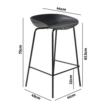 Oikiture Set of 4 Kitchen Bar Stools Metal Black-Bar Stools-PEROZ Accessories