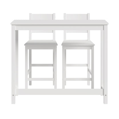 Oikiture 3PCS Bar Table Set Cafe Tables and 2 Stools White-Bar Sets-PEROZ Accessories