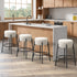 Oikiture 4x Bar Stools Kitchen Round Stool Boucle Fabric White-Bar Stool-PEROZ Accessories