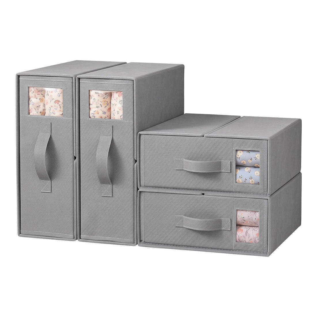 Artiss Bed Sheet Organisers Box Set 4Pcs Storage King Size Bedding Foldable Grey-Home &amp; Garden > Storage > Storage Boxes-PEROZ Accessories