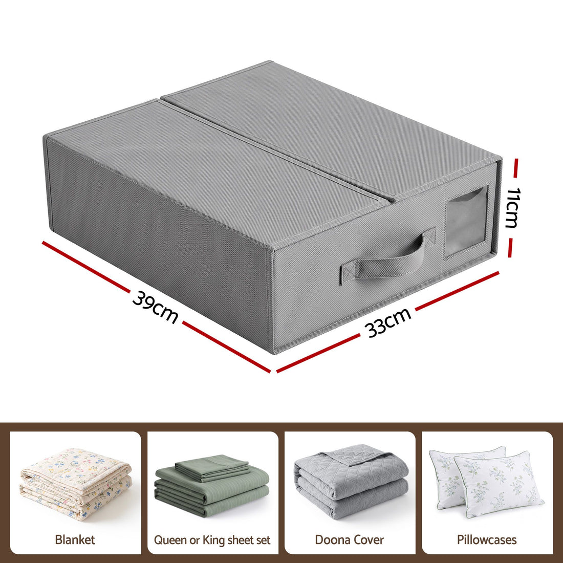 Artiss Bed Sheet Organisers Box Set 8Pcs Storage King Size Bedding Foldable Grey-Home &amp; Garden > Storage > Storage Boxes-PEROZ Accessories