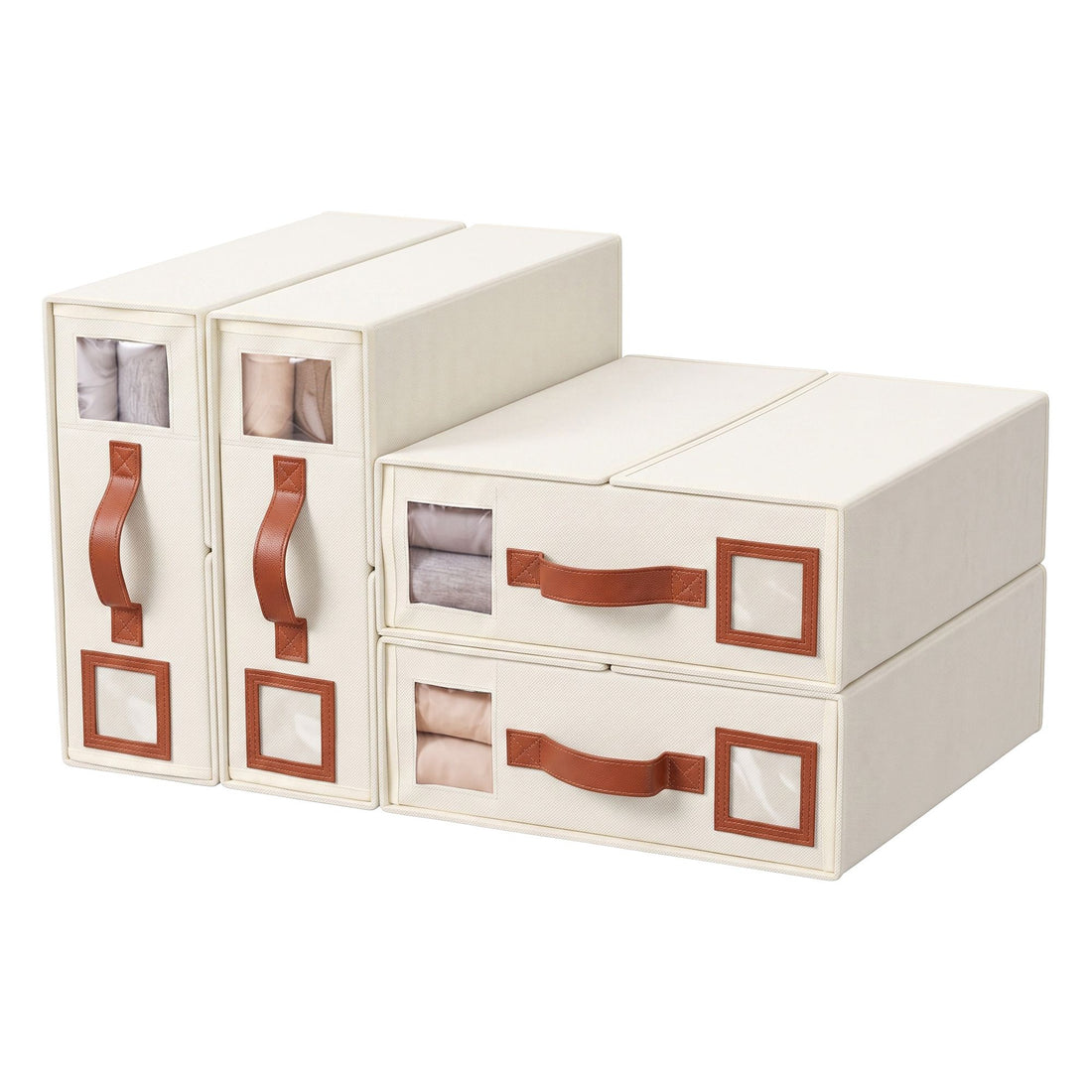 Artiss Bed Sheet Organisers Box 4Pcs Storage King Size Bedding Foldable Beige-Home &amp; Garden > Storage > Storage Boxes-PEROZ Accessories