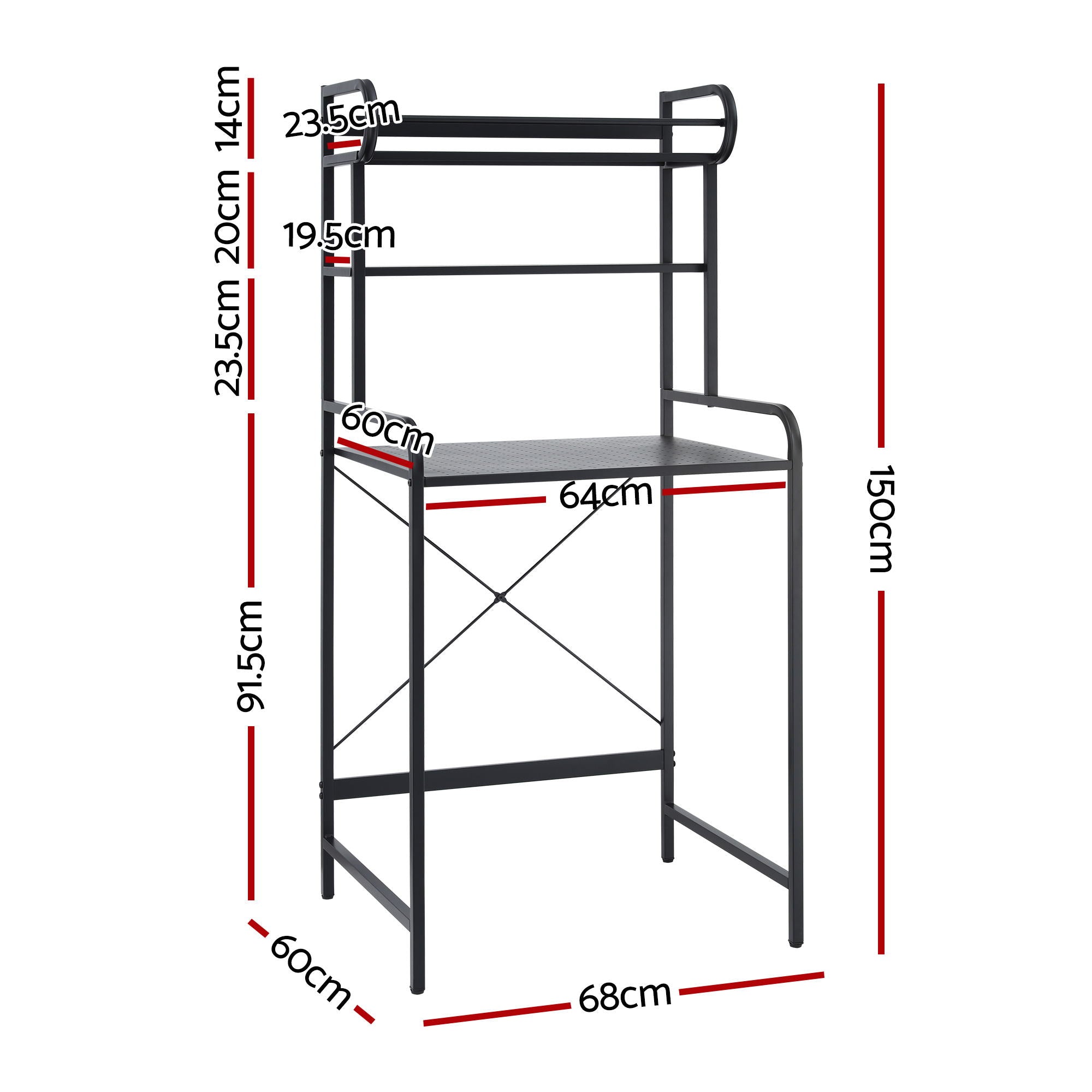Artiss Bathroom Storage Shelf Over Washing Machine Toilet 3 Tier-Furniture > Bathroom > Bathroom Cabinets, Cupboards &amp; Storage-PEROZ Accessories