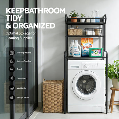 Artiss Bathroom Storage Shelf Over Washing Machine Toilet 3 Tier-Furniture > Bathroom > Bathroom Cabinets, Cupboards &amp; Storage-PEROZ Accessories