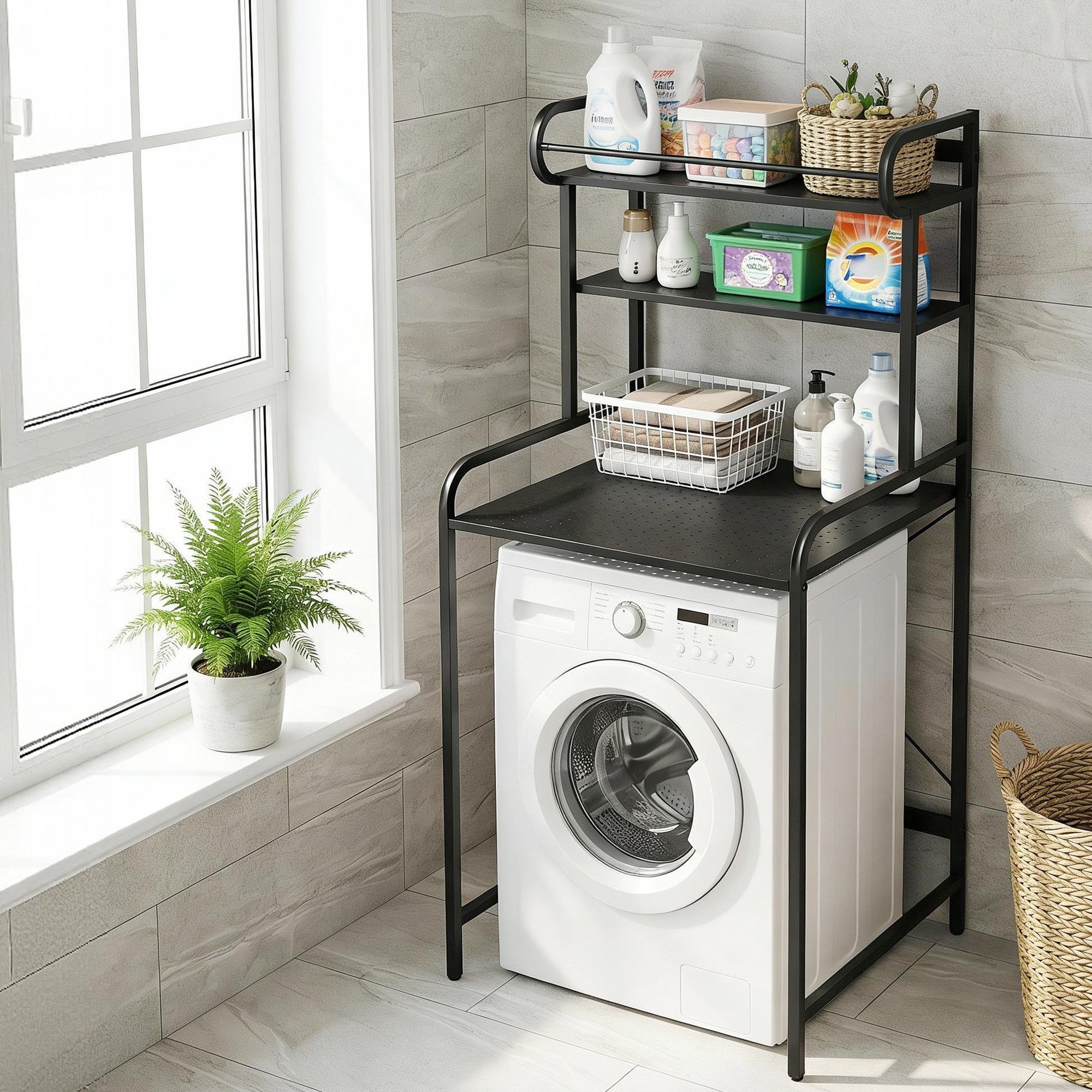 Artiss Bathroom Storage Shelf Over Washing Machine Toilet 3 Tier-Furniture > Bathroom > Bathroom Cabinets, Cupboards &amp; Storage-PEROZ Accessories