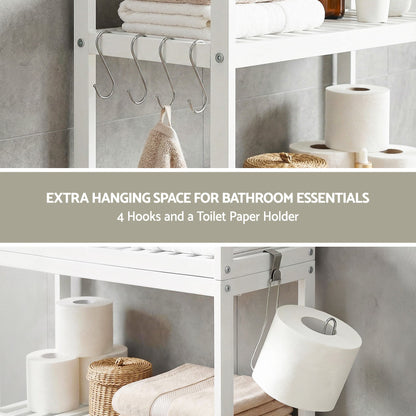 Artiss Over Toilet Storage Bathroom Rack Space Saving 3 Tier Organiser White-Furniture > Bathroom > Bathroom Cabinets, Cupboards &amp; Storage-PEROZ Accessories