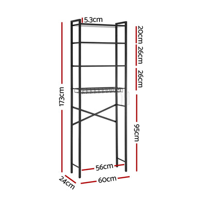Artiss Over Toilet Bathroom Storage Rack Space Saving 4 Tier Organiser White-Furniture > Bathroom > Bathroom Cabinets, Cupboards &amp; Storage-PEROZ Accessories
