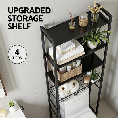 Artiss Over Toilet Bathroom Storage Rack Space Saving 4 Tier Organiser White-Furniture > Bathroom > Bathroom Cabinets, Cupboards &amp; Storage-PEROZ Accessories