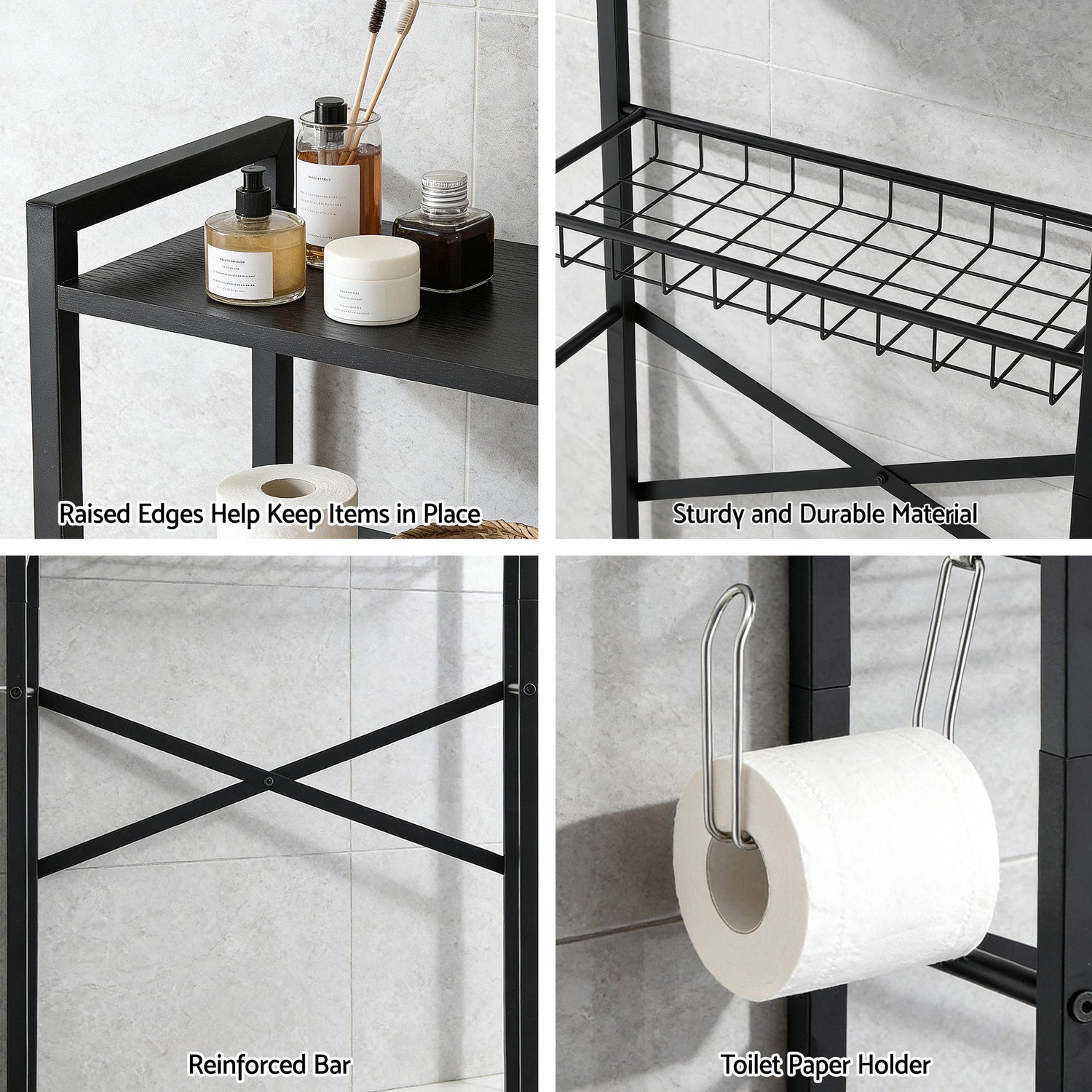 Artiss Over Toilet Bathroom Storage Rack Space Saving 4 Tier Organiser White-Furniture > Bathroom > Bathroom Cabinets, Cupboards &amp; Storage-PEROZ Accessories