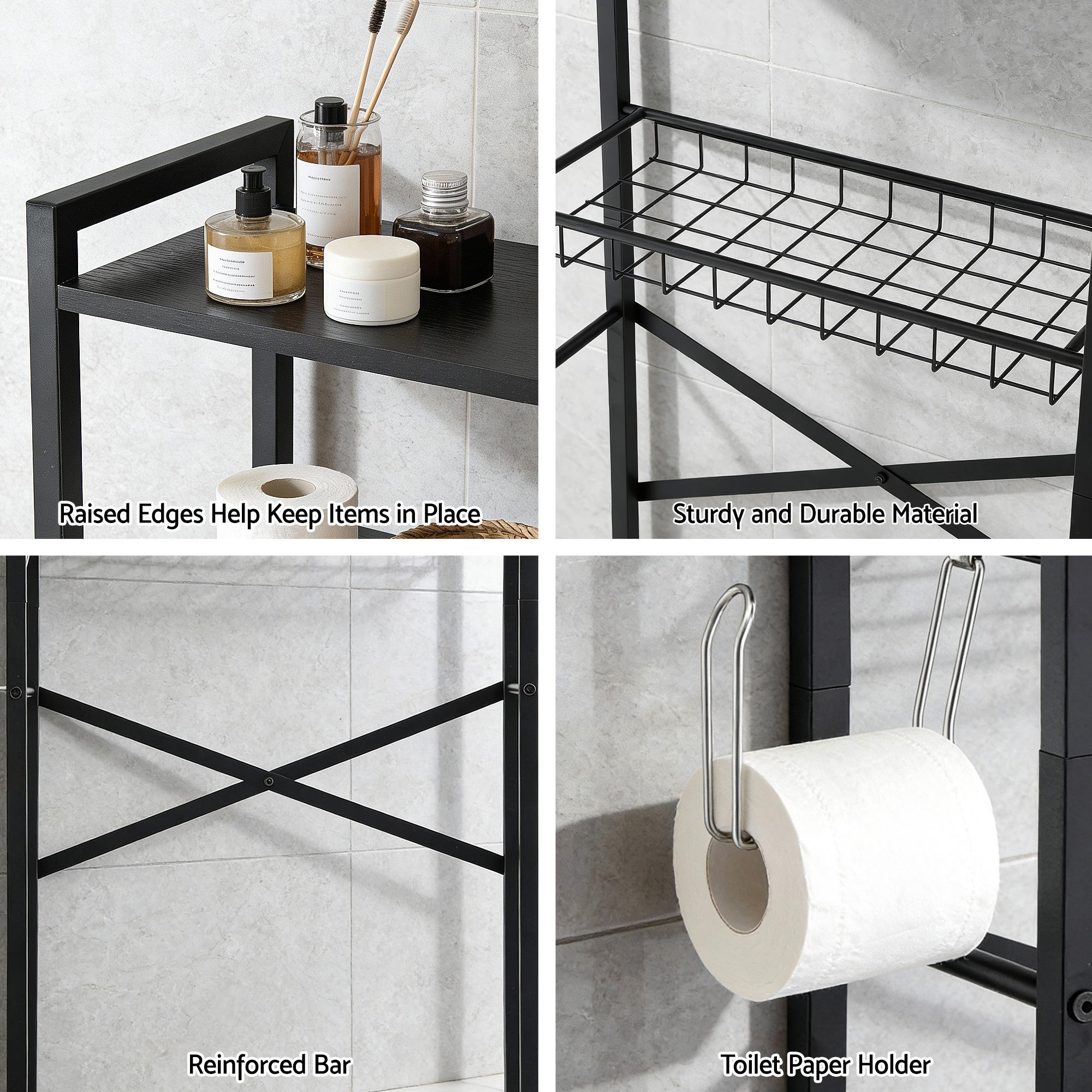 Artiss Over Toilet Bathroom Storage Rack Space Saving 4 Tier Organiser White-Furniture > Bathroom > Bathroom Cabinets, Cupboards &amp; Storage-PEROZ Accessories