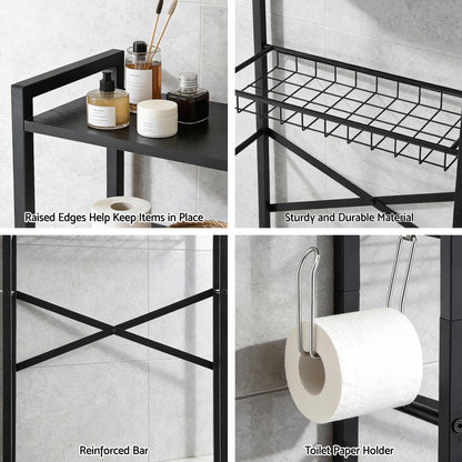 Artiss Over Toilet Bathroom Storage Rack Space Saving 4 Tier Organiser White-Furniture > Bathroom > Bathroom Cabinets, Cupboards &amp; Storage-PEROZ Accessories