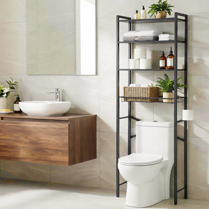 Artiss Over Toilet Bathroom Storage Rack Space Saving 4 Tier Organiser White-Furniture > Bathroom > Bathroom Cabinets, Cupboards &amp; Storage-PEROZ Accessories