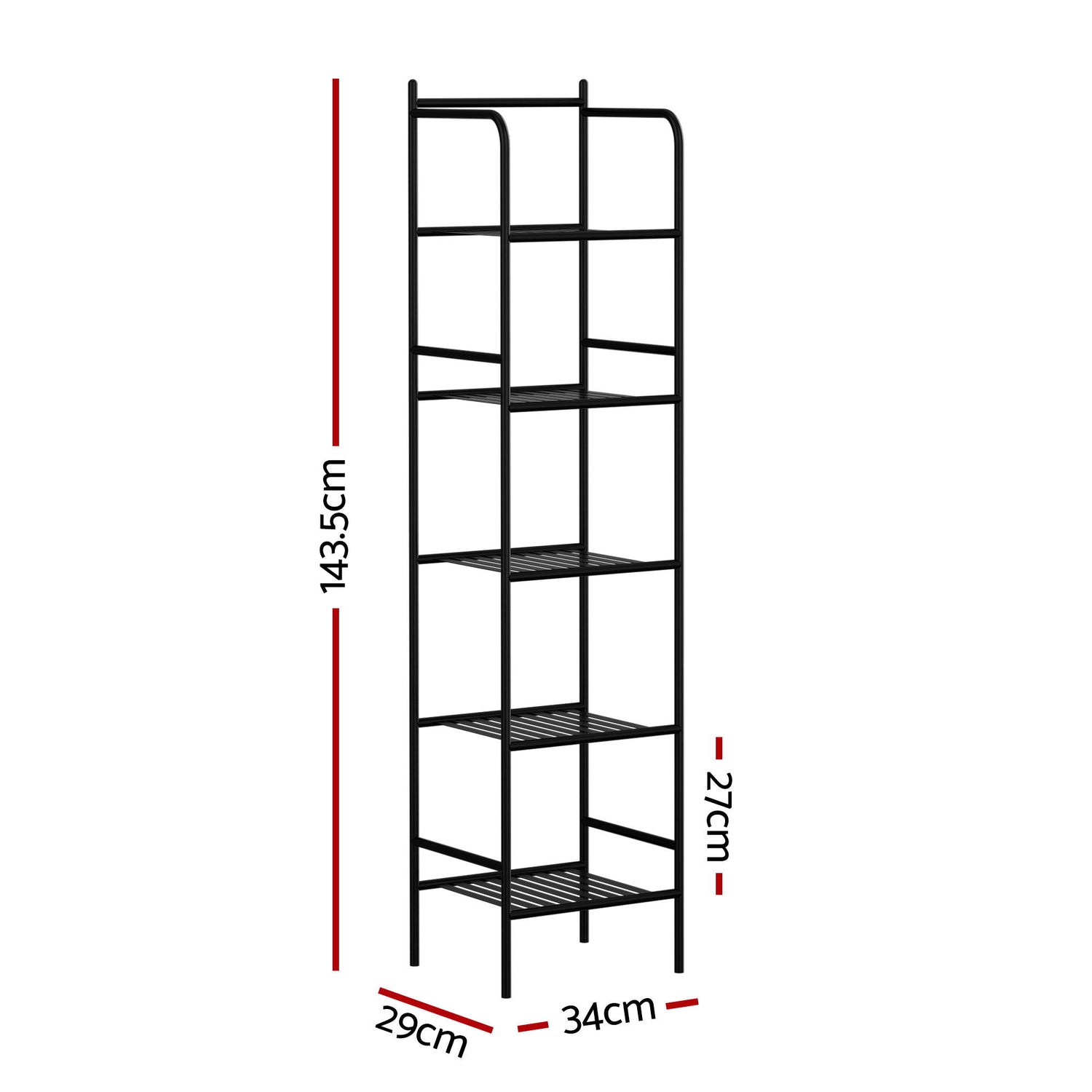Artiss 5 Tier Floor Standing Corner Shower Caddy Bathroom Organizer Black-Furniture > Bathroom > Bathroom Cabinets, Cupboards &amp; Storage-PEROZ Accessories