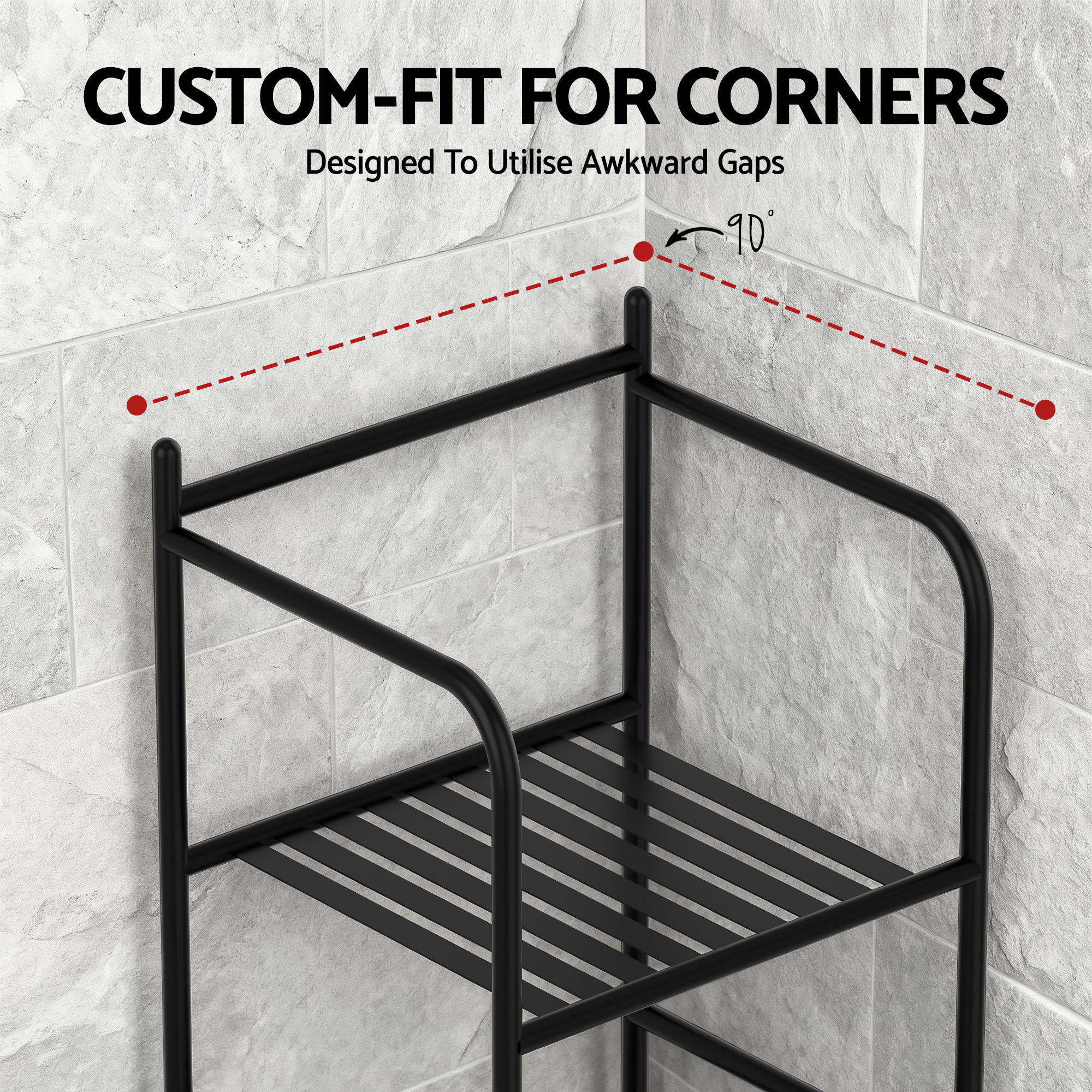 Artiss 5 Tier Floor Standing Corner Shower Caddy Bathroom Organizer Black-Furniture > Bathroom > Bathroom Cabinets, Cupboards &amp; Storage-PEROZ Accessories