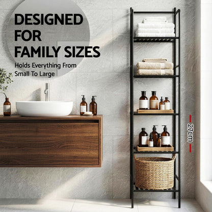 Artiss 5 Tier Floor Standing Corner Shower Caddy Bathroom Organizer Black-Furniture > Bathroom > Bathroom Cabinets, Cupboards &amp; Storage-PEROZ Accessories
